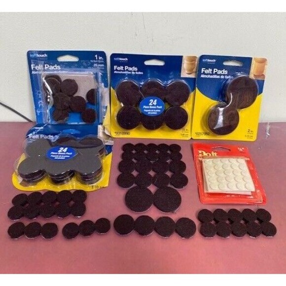 152 Mixed Sizes Lot Brown Felt Pads Round Self-Stick Soft Touch Waxman Do-It - Picture 1 of 7